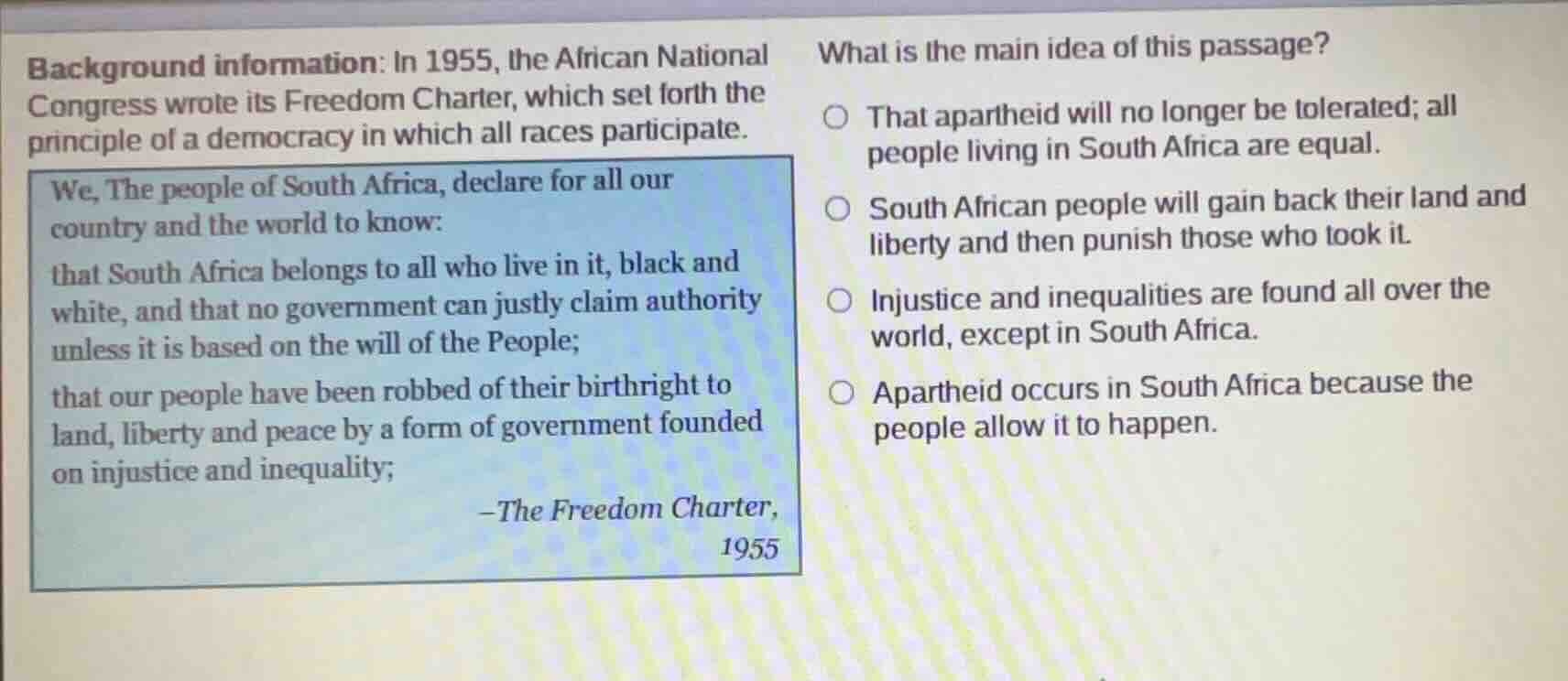 background information: in 1955, the african national congress wrote it…