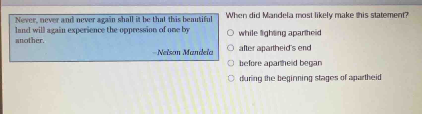 never, never and never again shall it be that this beautiful land will …