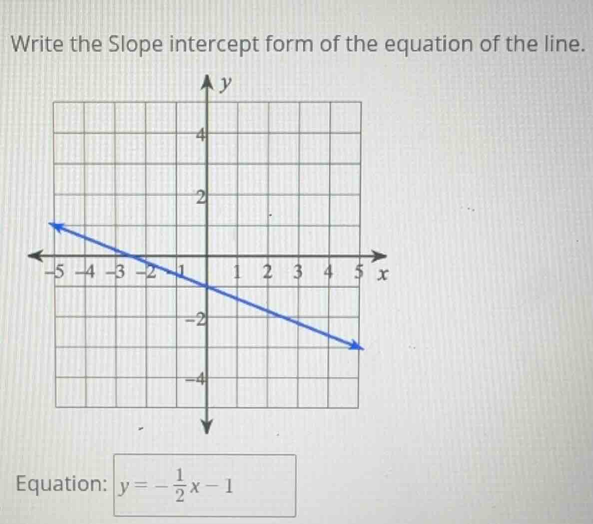 write the slope intercept form of the equation of the line. equation: $…