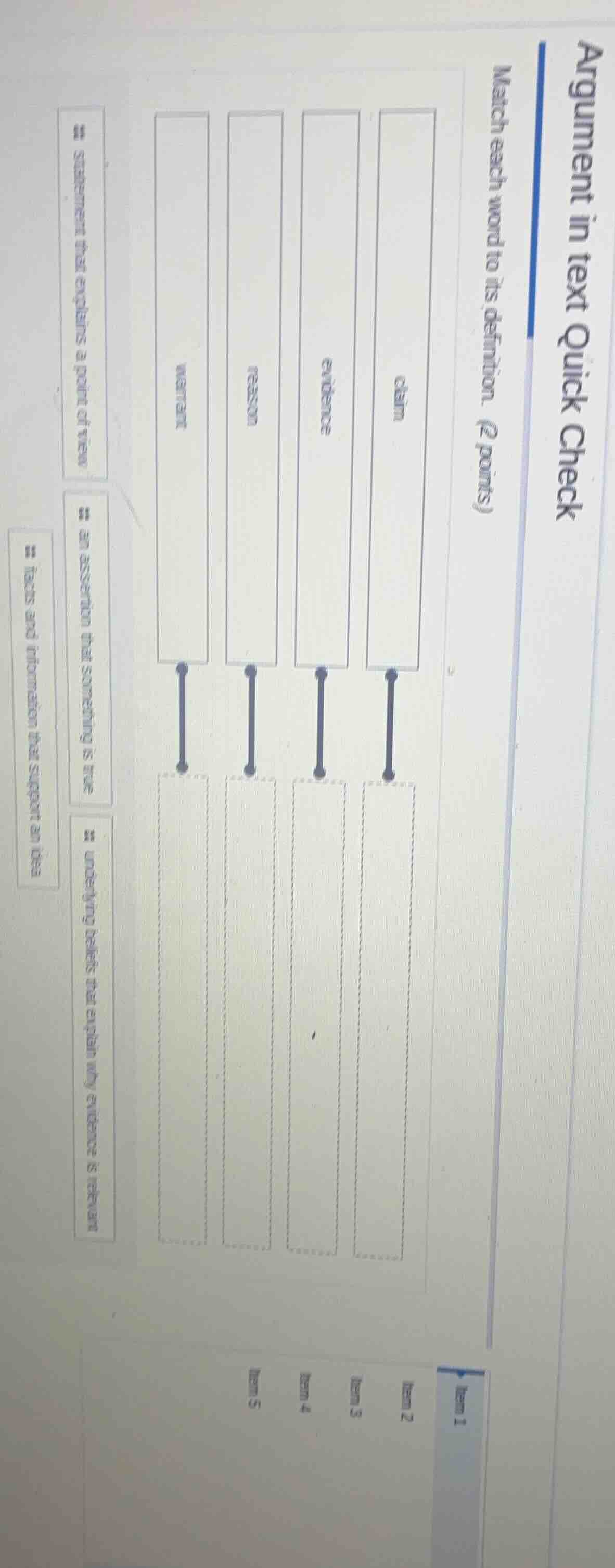 argument in text quick check match each word to its definition. (2 poin…