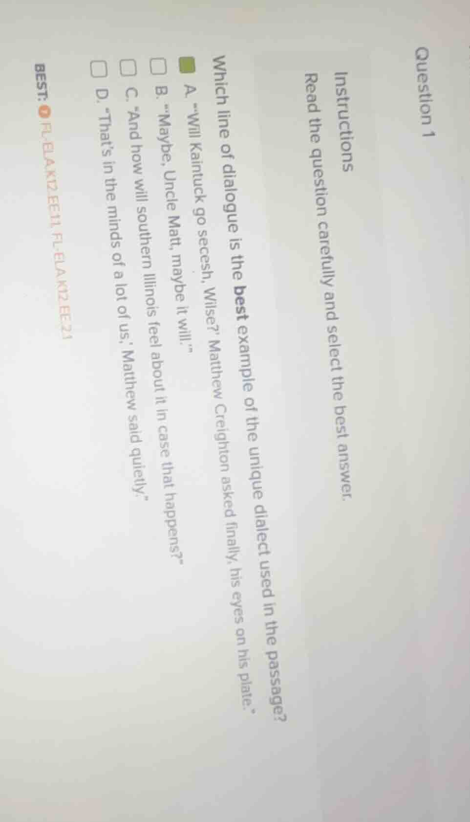 question 1 instructions read the question carefully and select the best…