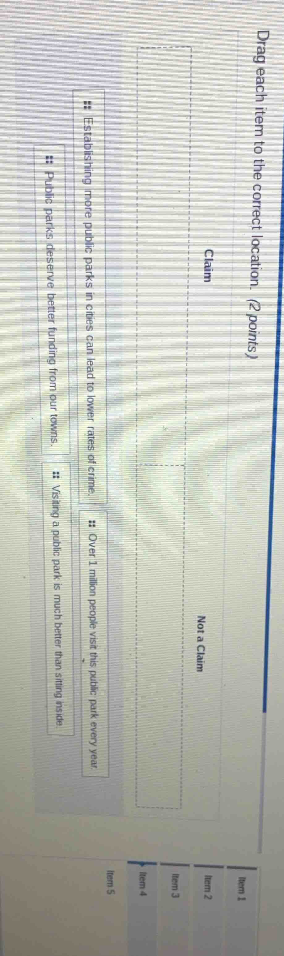 drag each item to the correct location. (2 points) claim not a claim - …