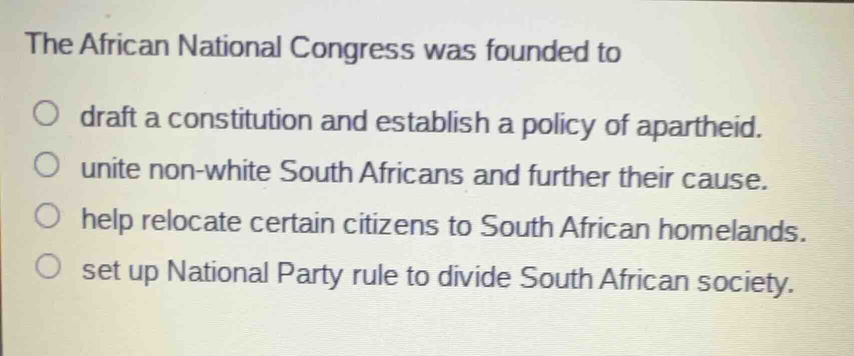 the african national congress was founded to draft a constitution and e…