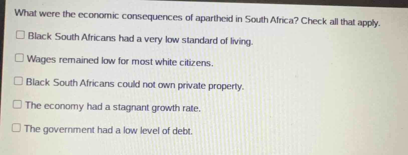 what were the economic consequences of apartheid in south africa? check…