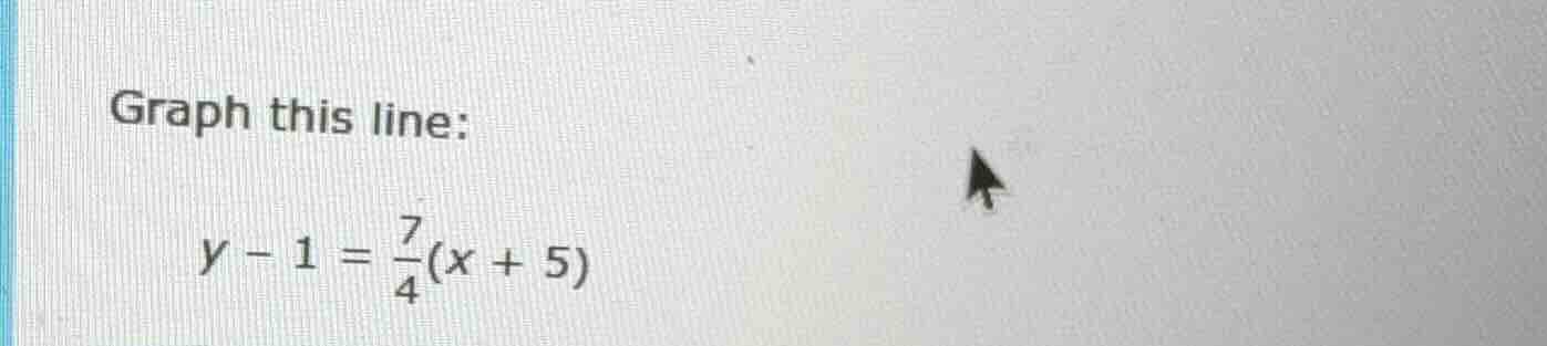 graph this line: y - 1 = \\frac{7}{4}(x + 5)