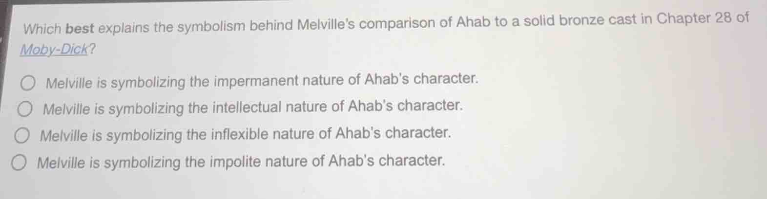 which best explains the symbolism behind melville’s comparison of ahab …