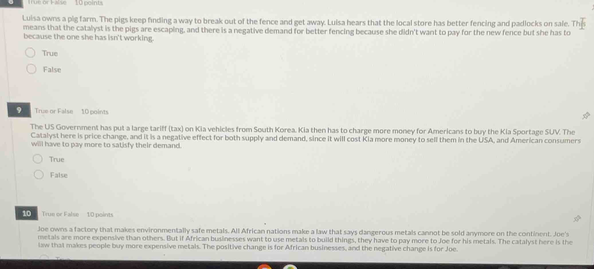 8 true or false 10 points luisa owns a pig farm. the pigs keep finding …
