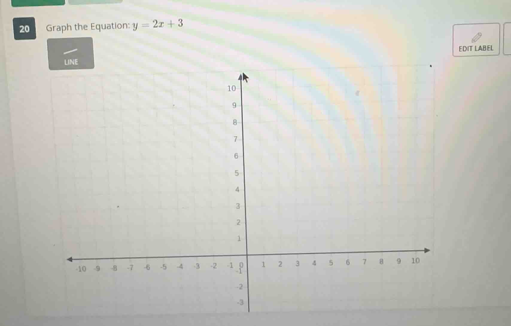 20 graph the equation: $y = 2x + 3$