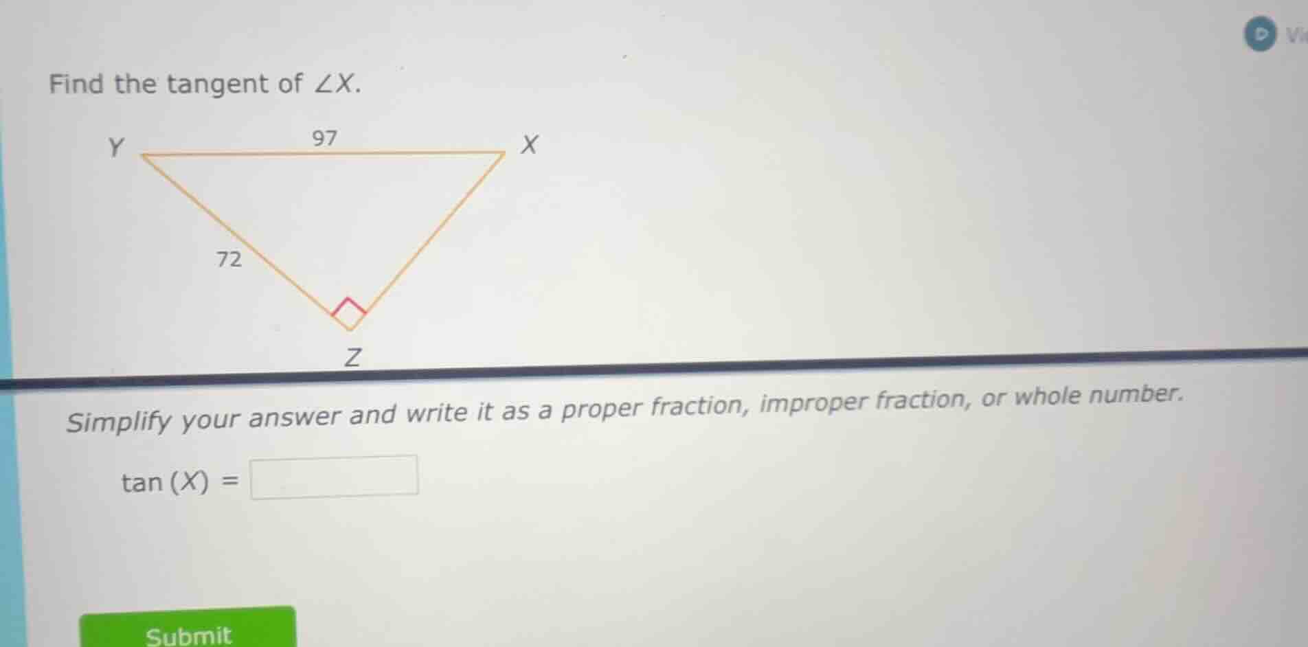 find the tangent of ∠x. simplify your answer and write it as a proper f…