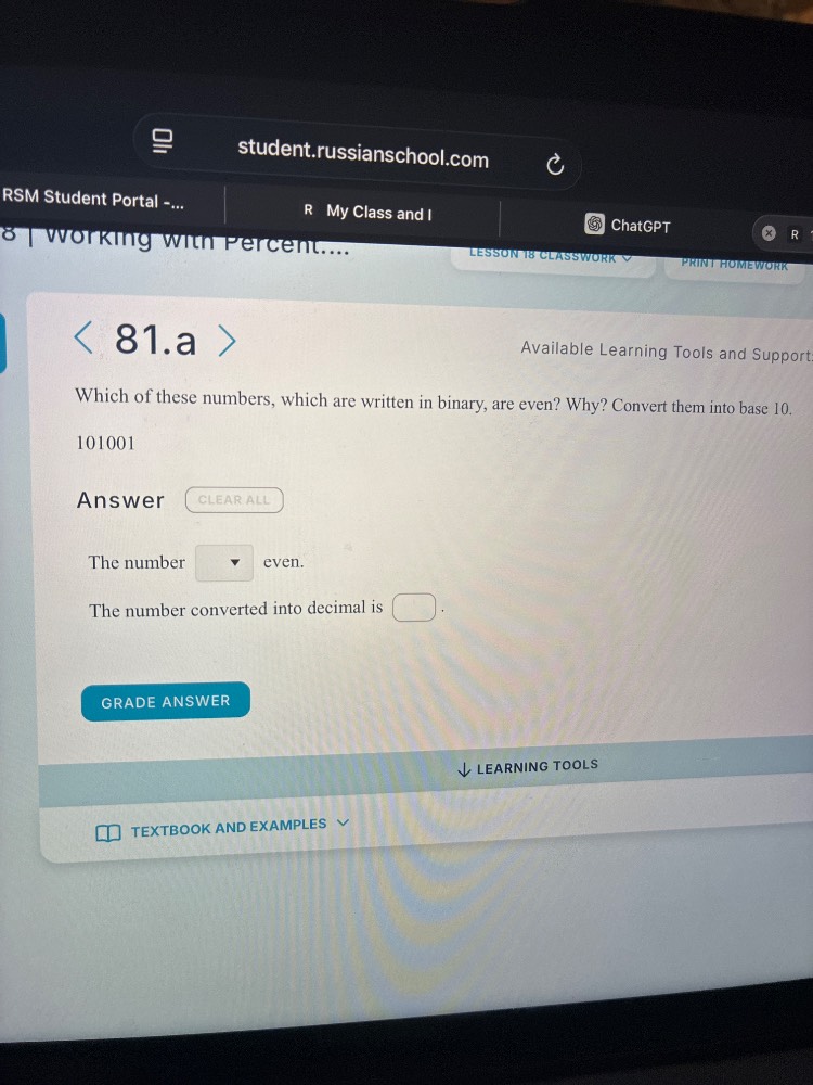 81.a which of these numbers, which are written in binary, are even? why…