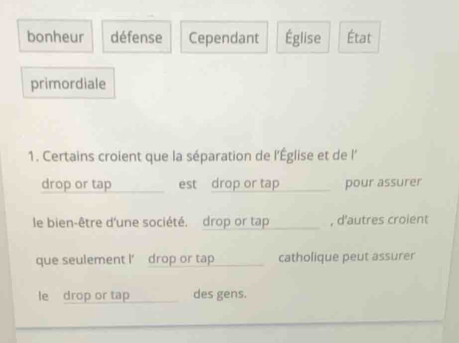bonheur défense cependant église état primordiale 1. certains croient q…
