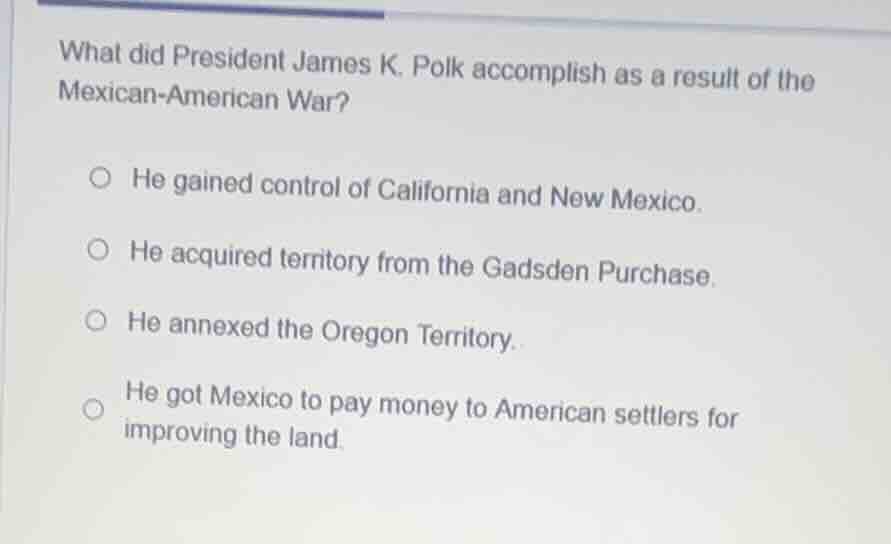 what did president james k. polk accomplish as a result of the mexican …