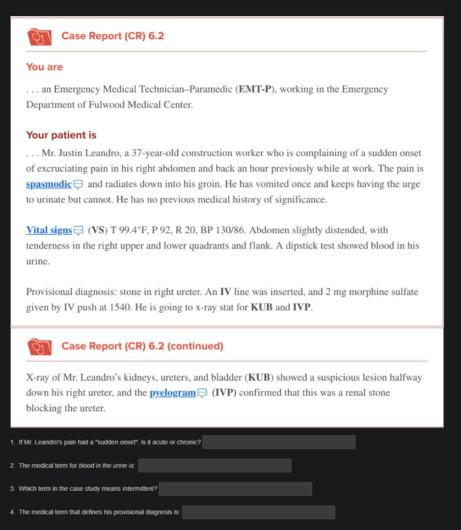 case report (cr) 6.2 you are ... an emergency medical technician–parame…