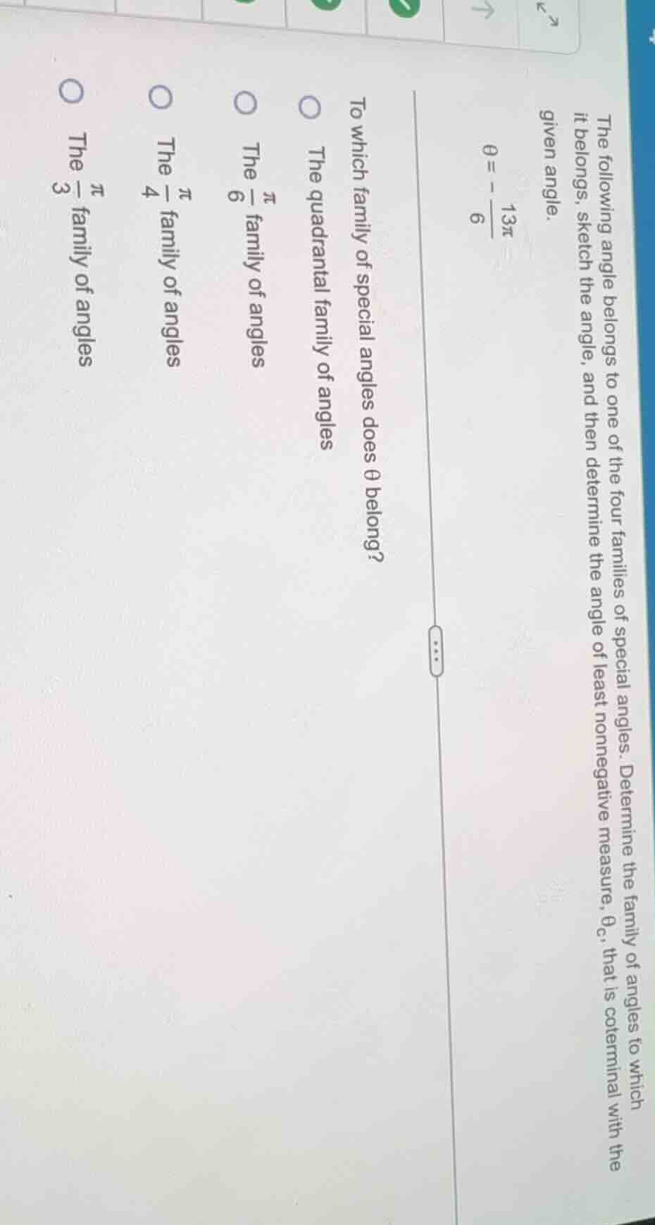 the following angle belongs to one of the four families of special angl…