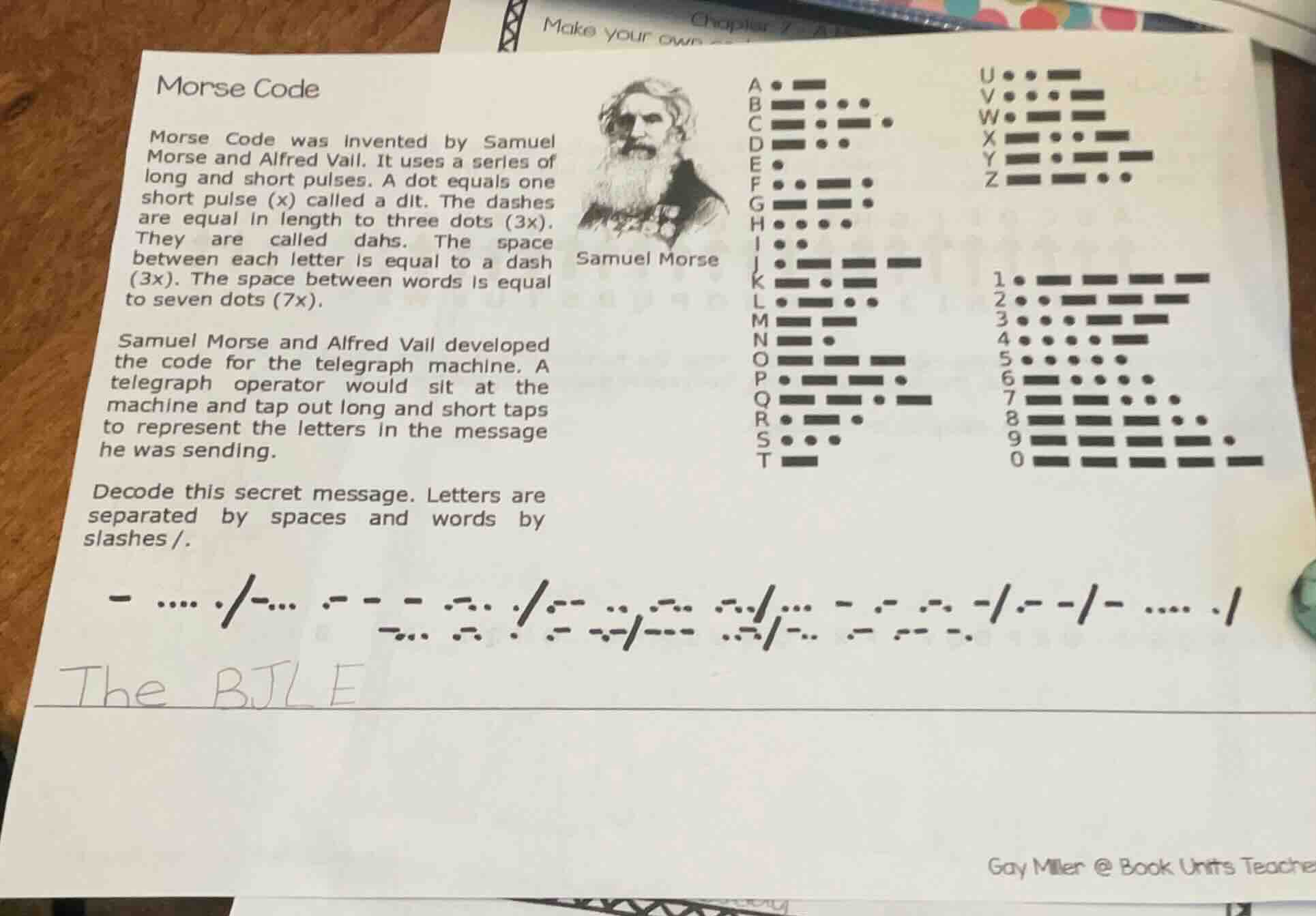 morse code morse code was invented by samuel morse and alfred vail. it …