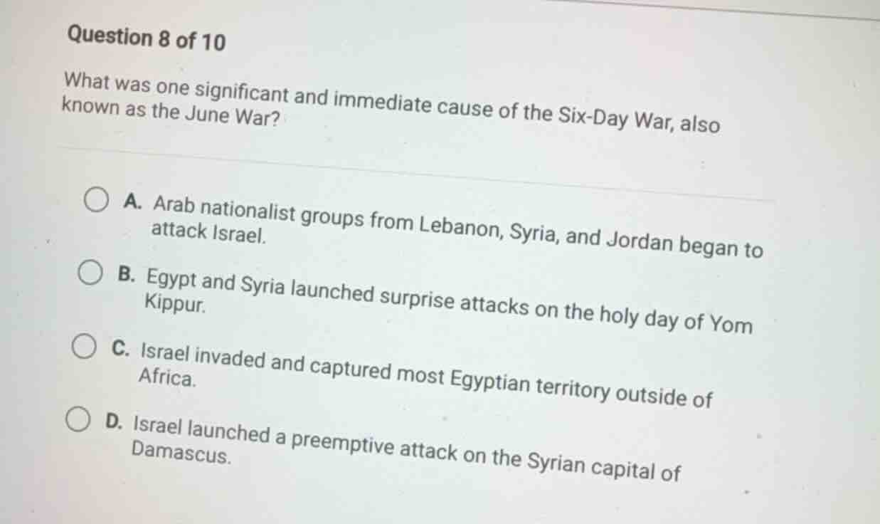 question 8 of 10 what was one significant and immediate cause of the si…