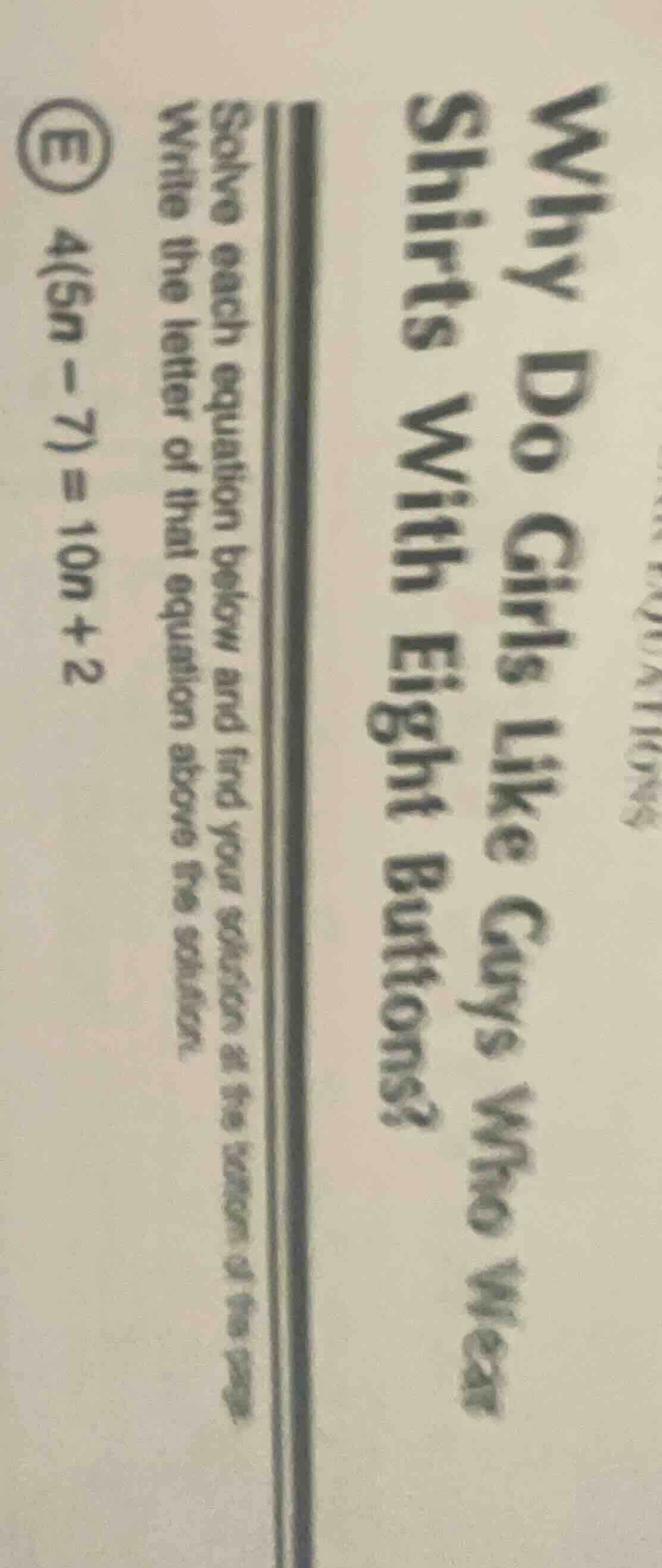 solve each equation below and find your solution at the bottom of the p…