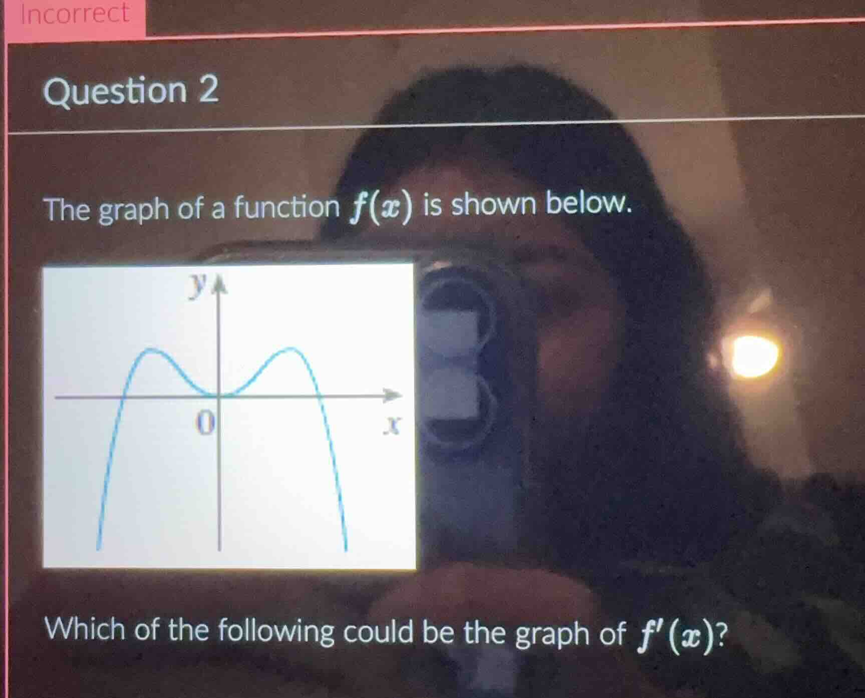 question 2 the graph of a function $f(x)$ is shown below. graph of a fu…