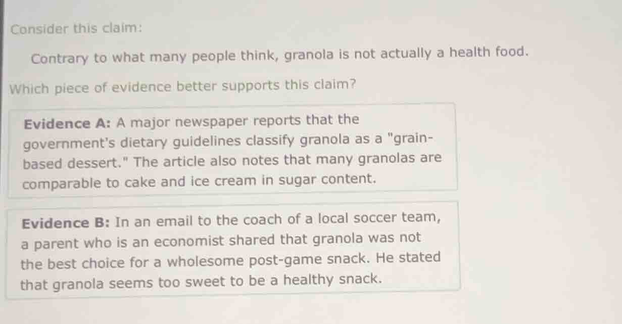 consider this claim: contrary to what many people think, granola is not…