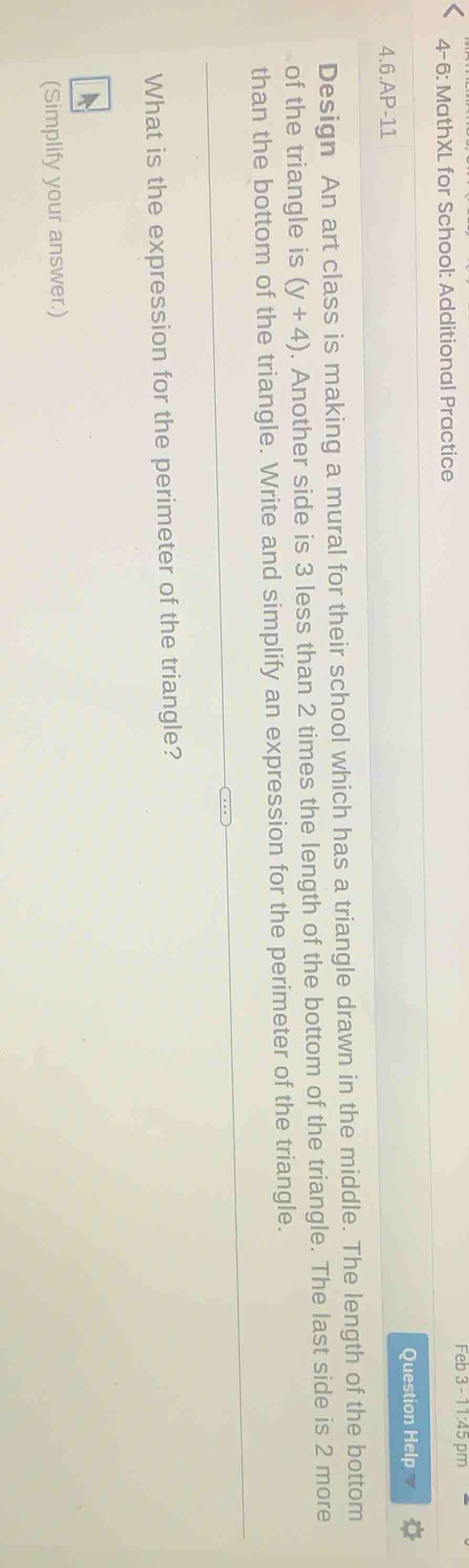 design an art class is making a mural for their school which has a tria…