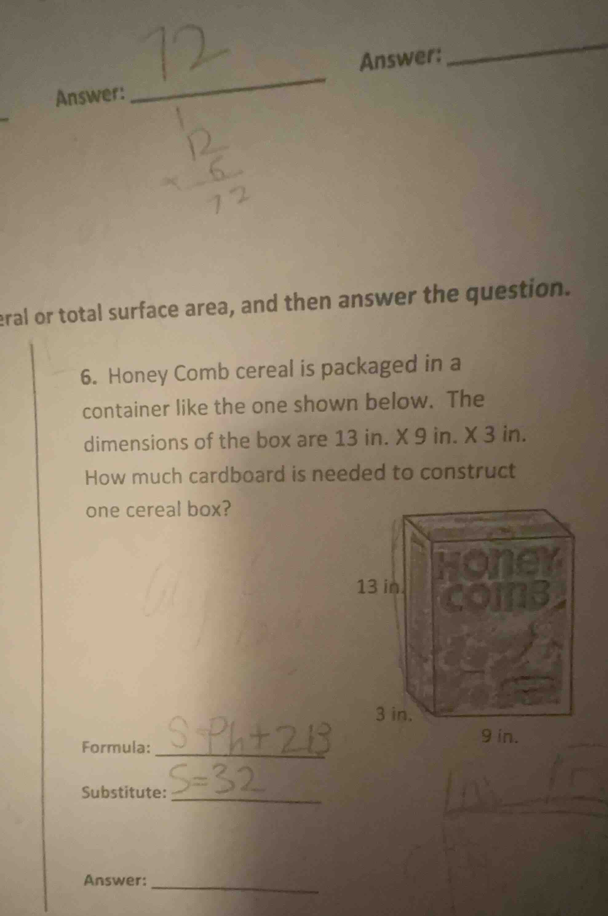 6. honey comb cereal is packaged in a container like the one shown belo…