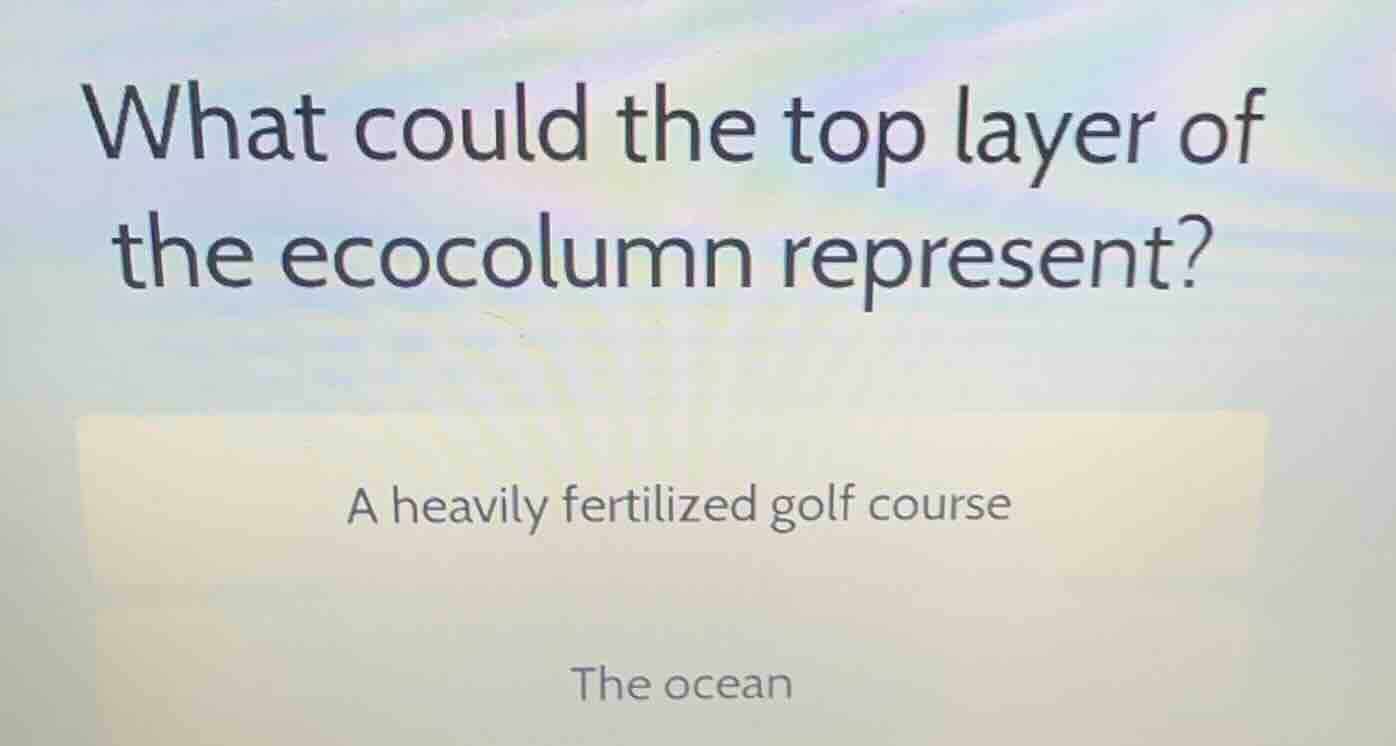 what could the top layer of the ecocolumn represent? a heavily fertiliz…