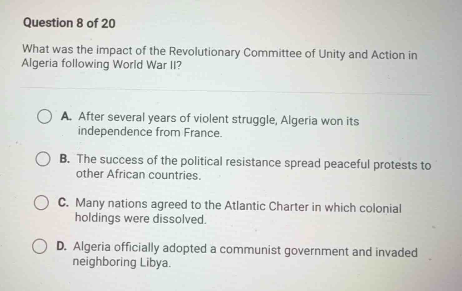 question 8 of 20 what was the impact of the revolutionary committee of …