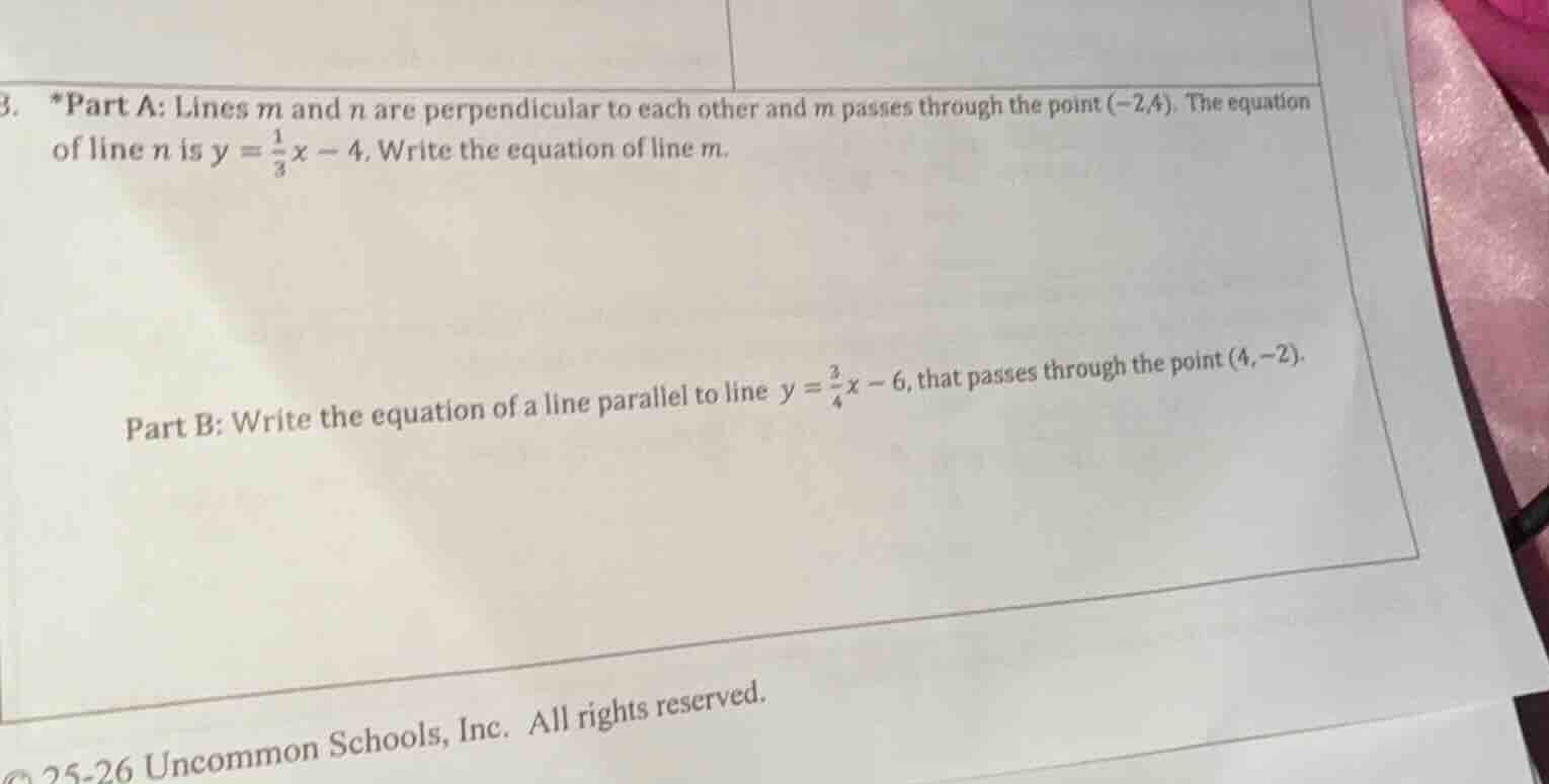 3. *part a: lines m and n are perpendicular to each other and m passes …