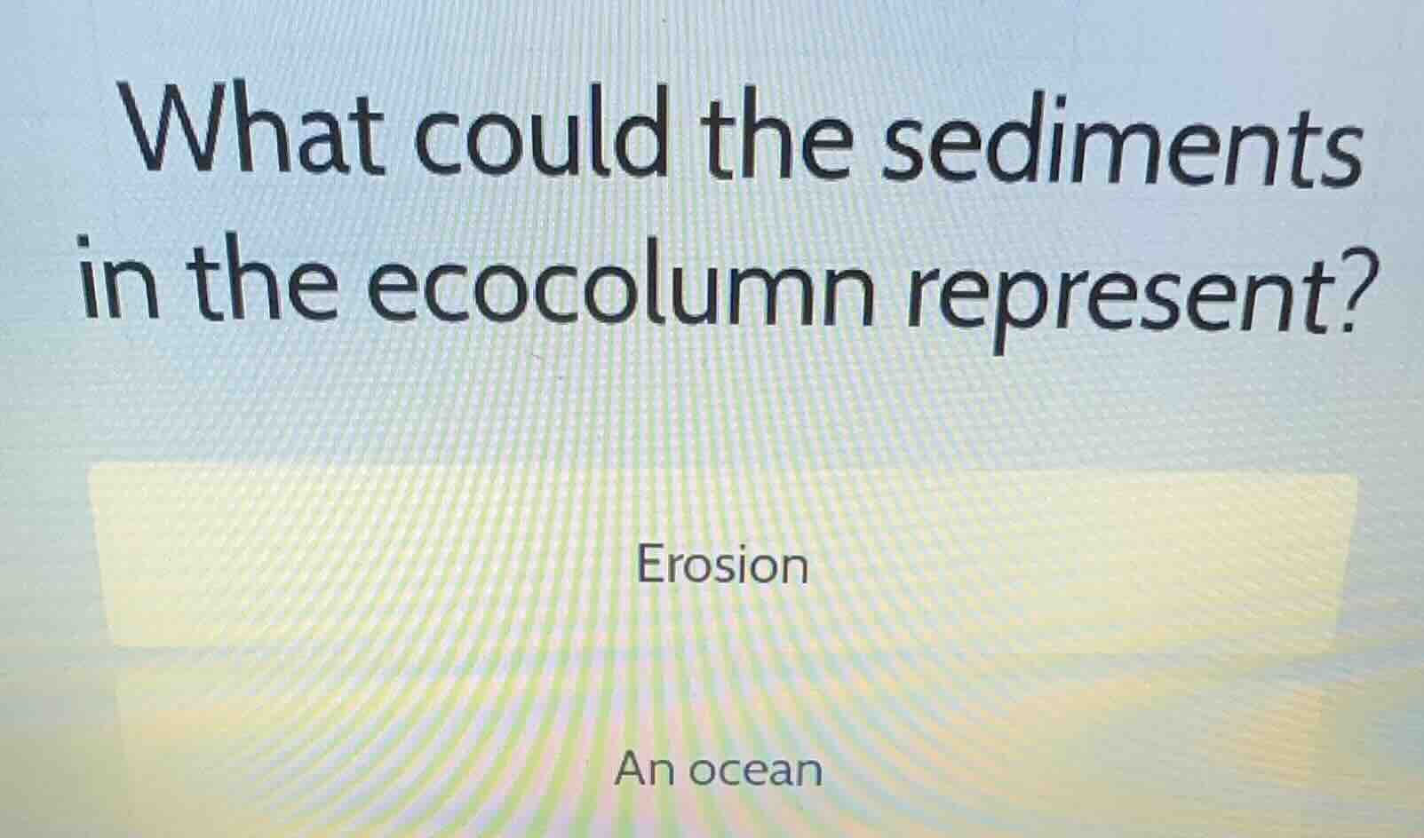 what could the sediments in the ecocolumn represent? erosion an ocean