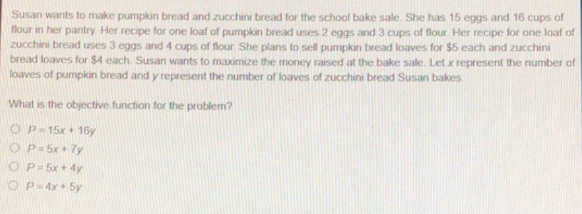 susan wants to make pumpkin bread and zucchini bread for the school bak…