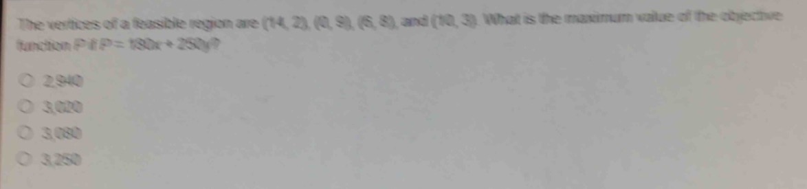 the vertices of a feasible region are (14, 2), (0, 9), (6, 8), and (10,…