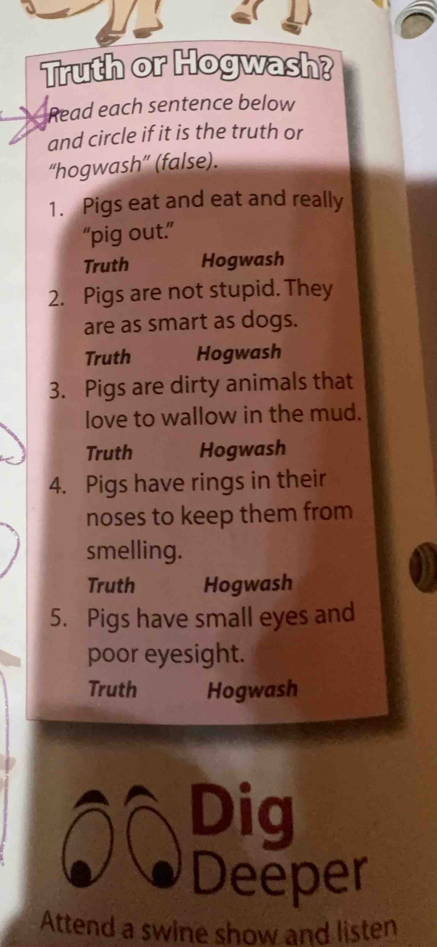 truth or hogwash? read each sentence below and circle if it is the trut…