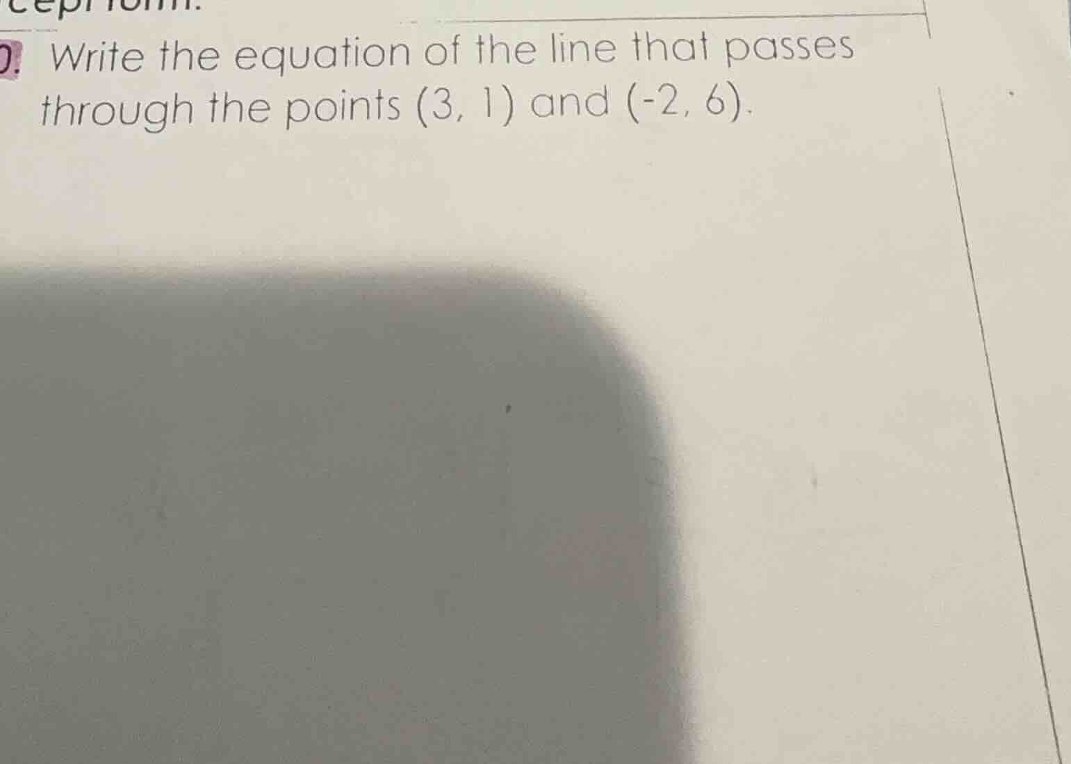 write the equation of the line that passes through the points (3, 1) an…