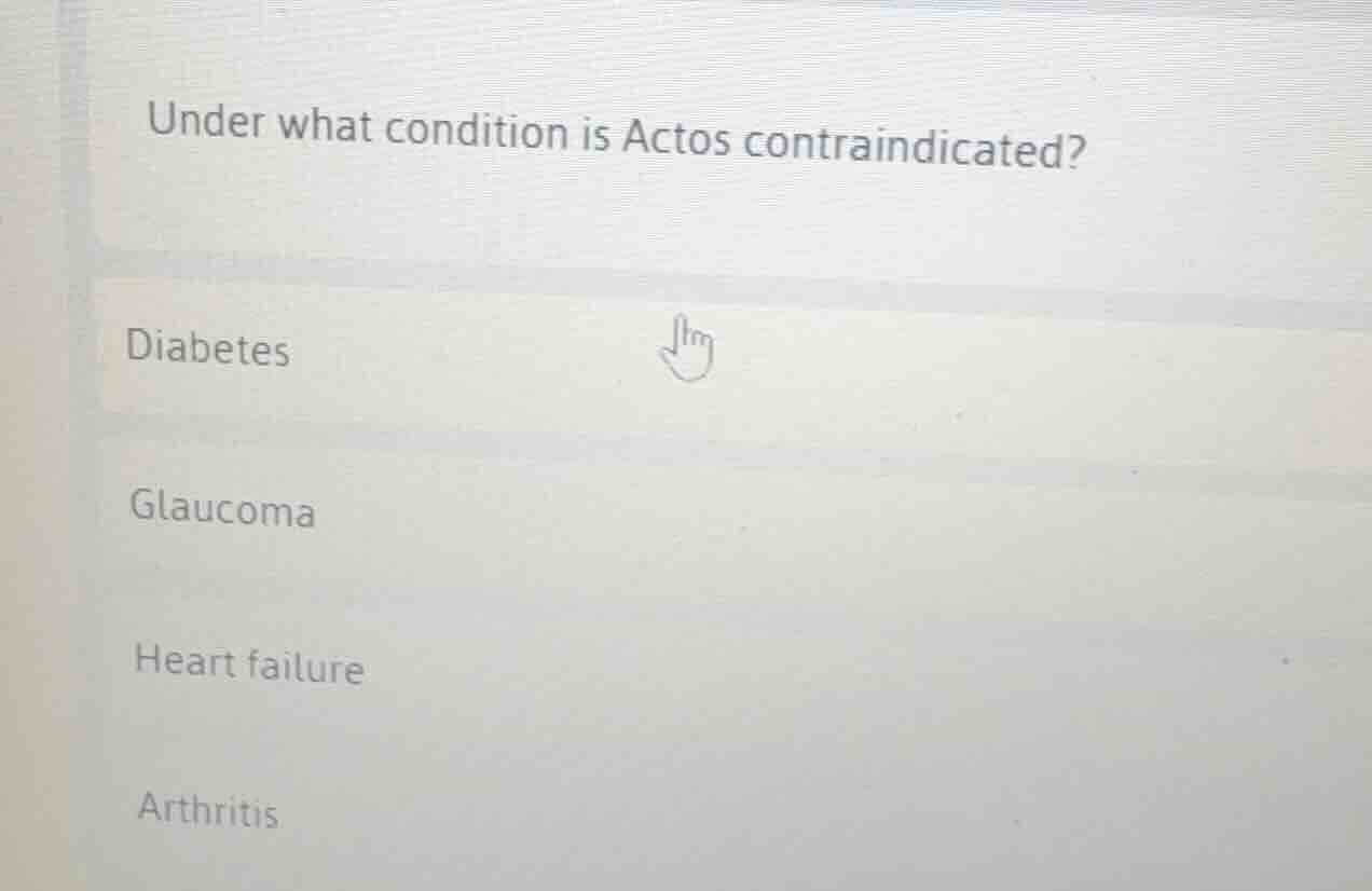 under what condition is actos contraindicated? diabetes glaucoma heart …