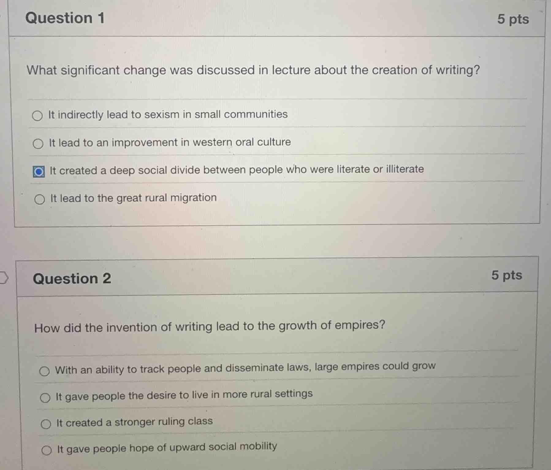 question 1 what significant change was discussed in lecture about the c…
