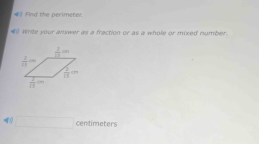 find the perimeter. write your answer as a fraction or as a whole or mi…
