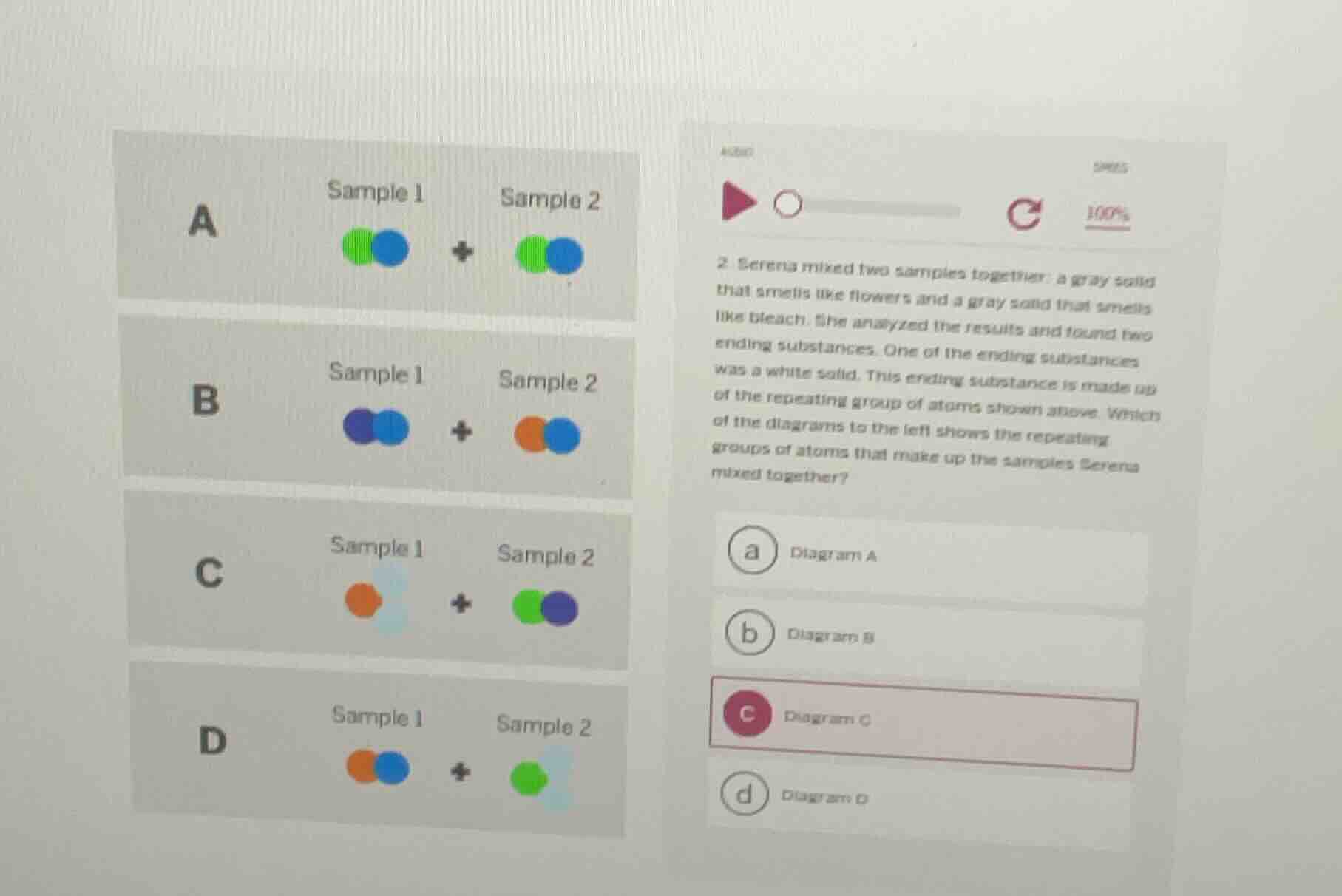 2. serena mixed two samples together: a gray solid that smells like flo…