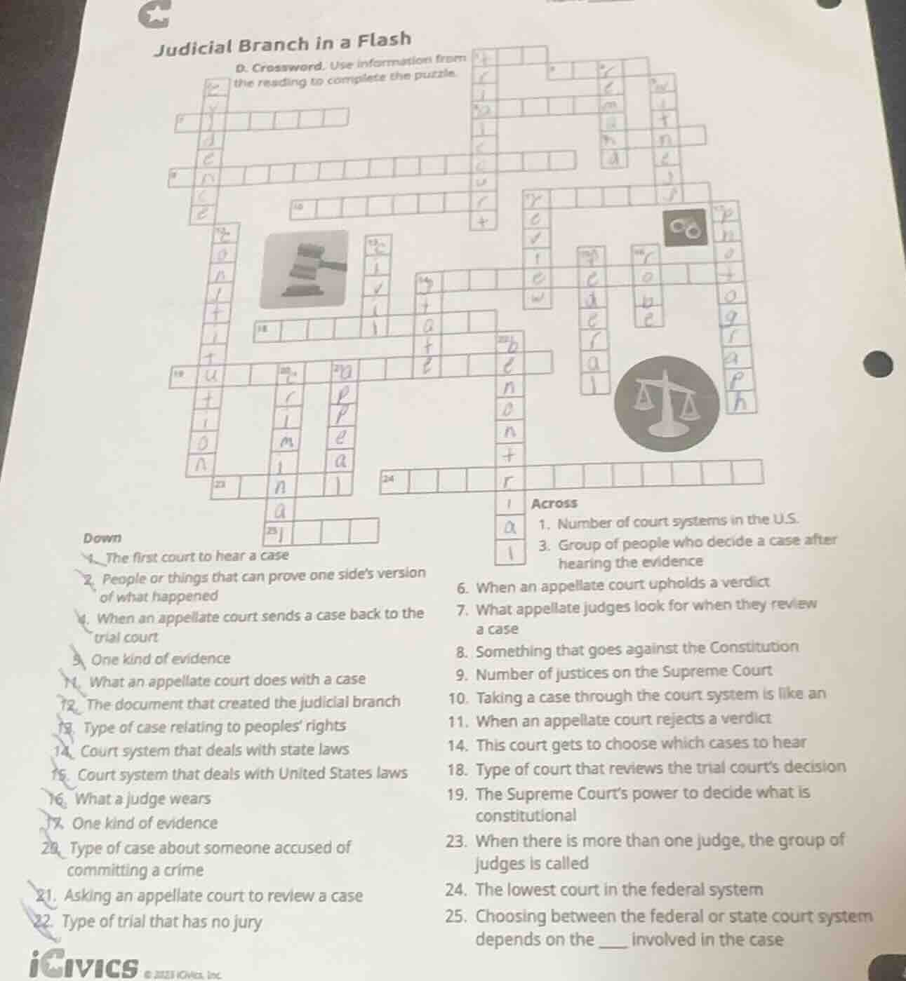 judicial branch in a flash d. crossword. use information from the readi…