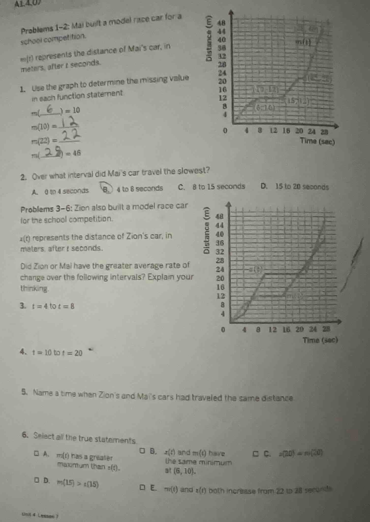 problems 1–2: mai built a model race car for a school competition. m(t)…
