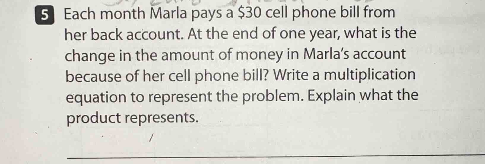 5 each month marla pays a $30 cell phone bill from her back account. at…