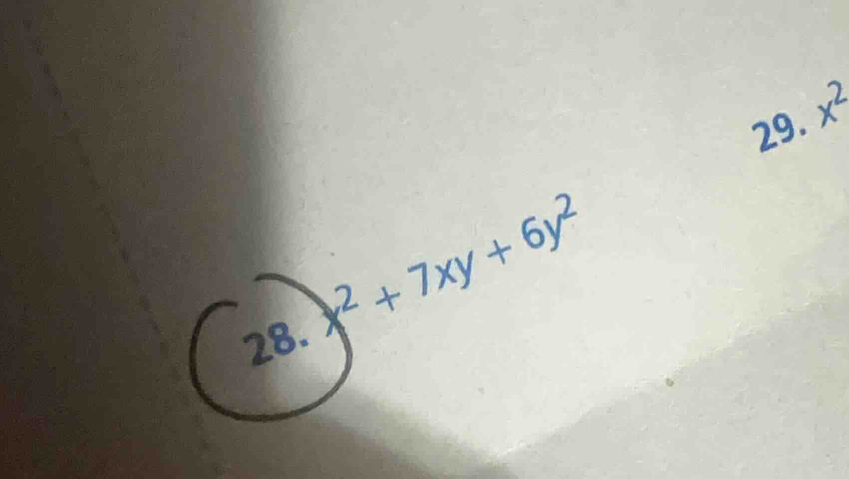 28. $x^2 + 7xy + 6y^2$