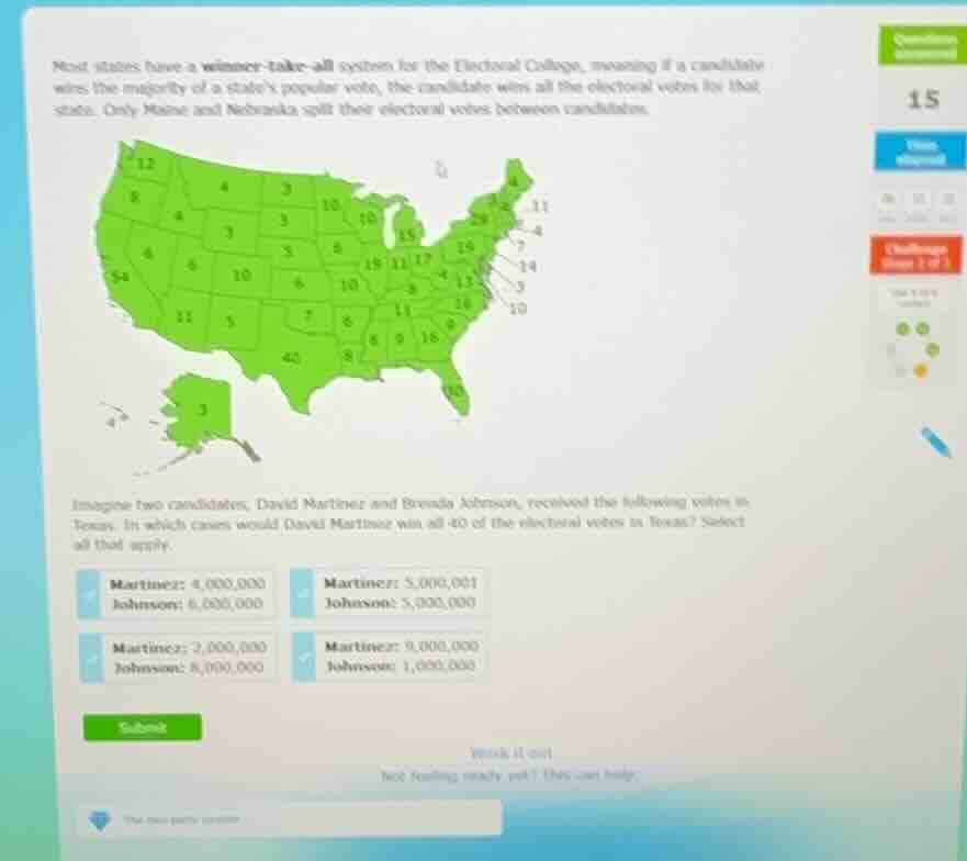 most states have a winner - take - all system for the electoral college…