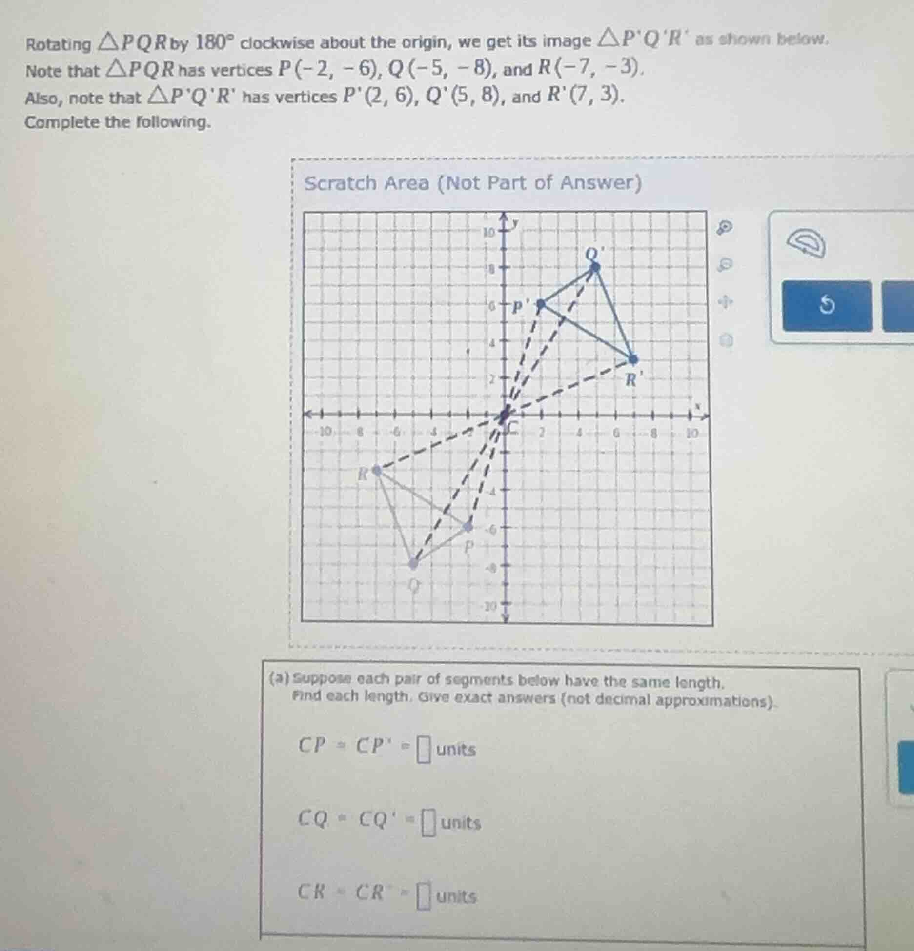 rotating $\\triangle pqr$ by $180^{\\circ}$ clockwise about the origin,…