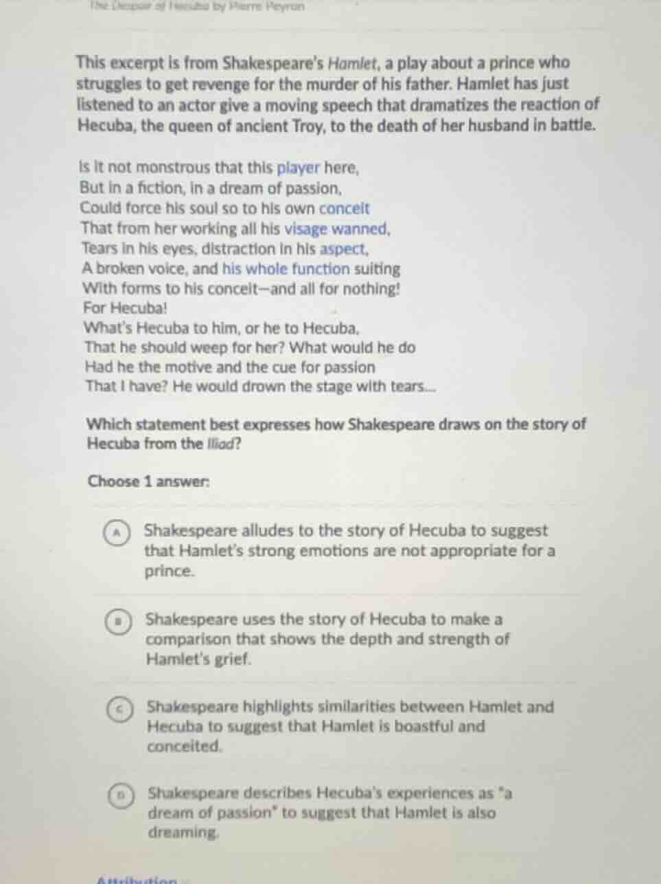 this excerpt is from shakespeare’s hamlet, a play about a prince who st…