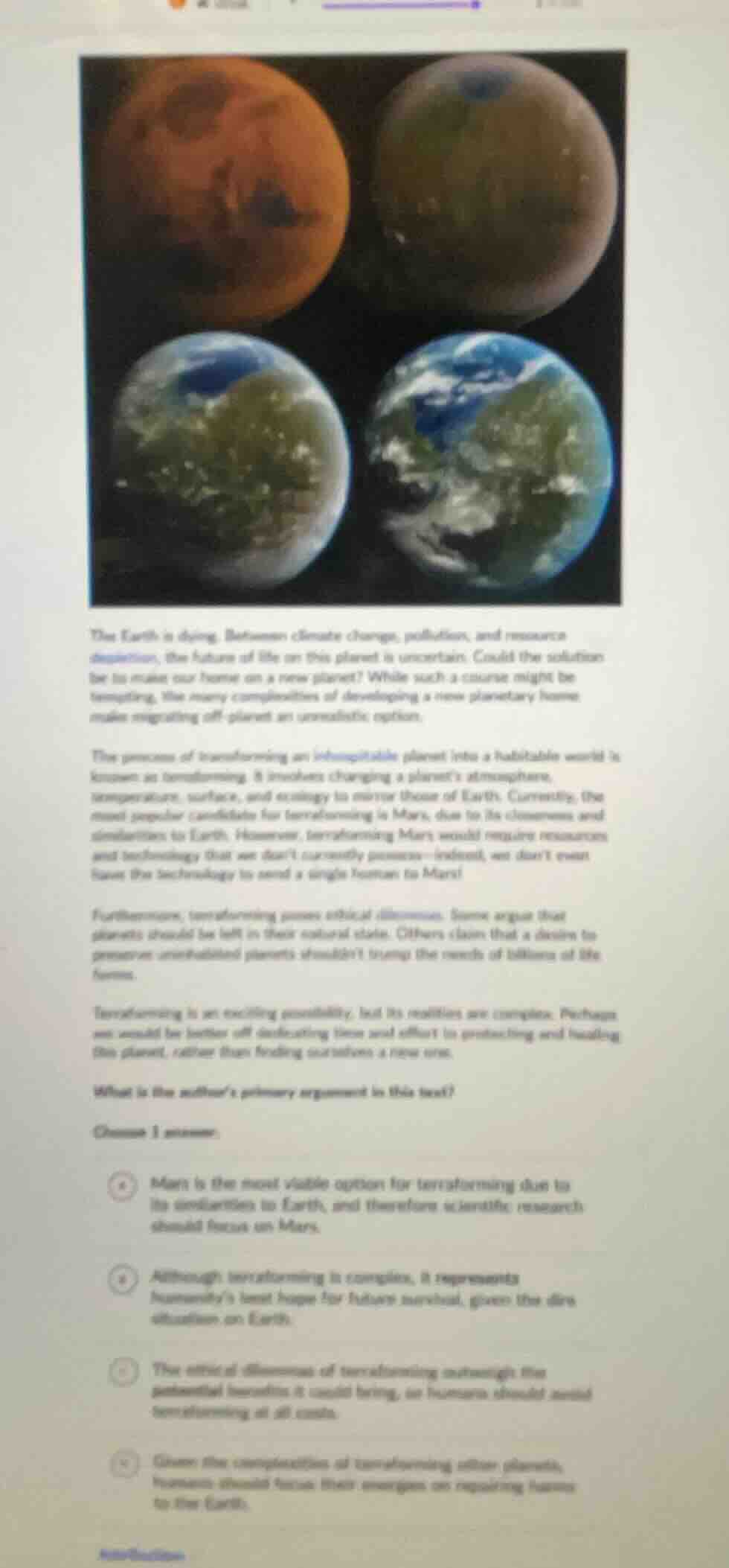 the earth is dying. between climate change, pollution, and resource dep…