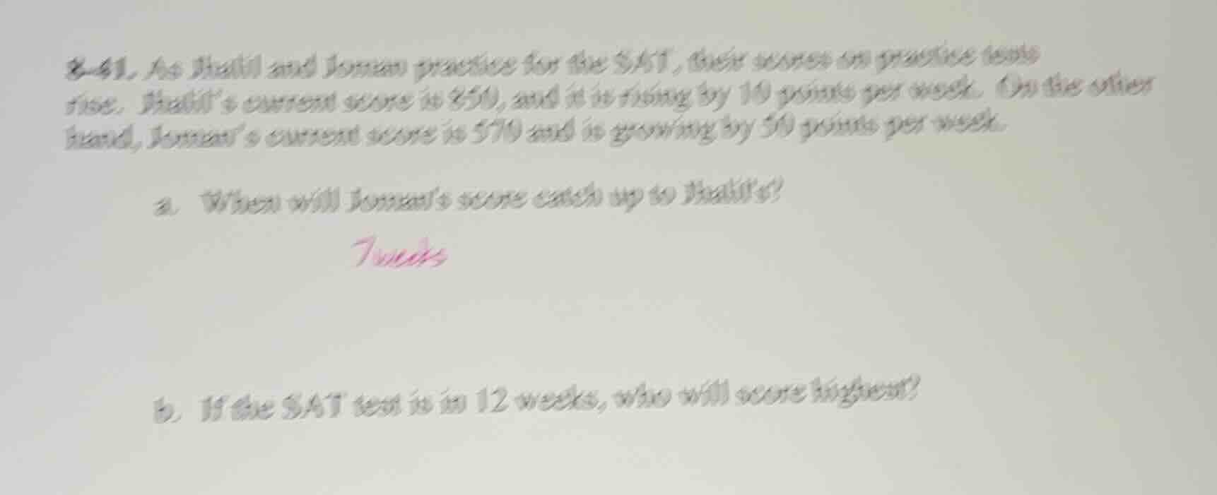 8-41. as khalil and jomari practice for the sat, their scores on practi…