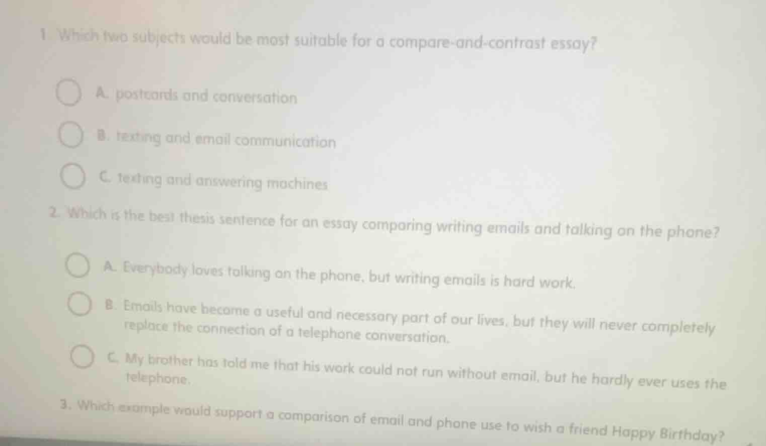 1 which two subjects would be most suitable for a compare - and - contr…