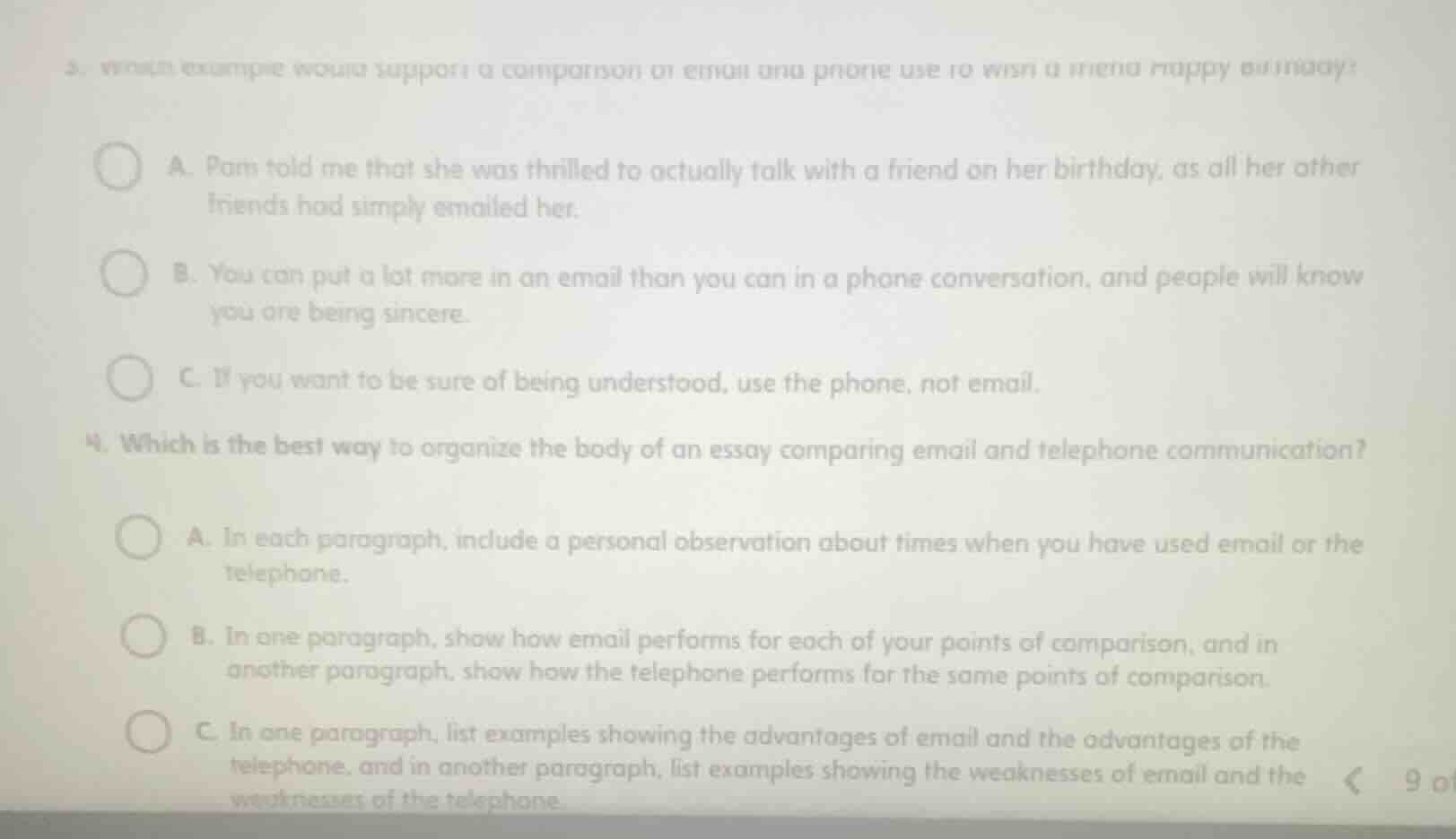 3. which example would support a comparison of email and phone use to w…