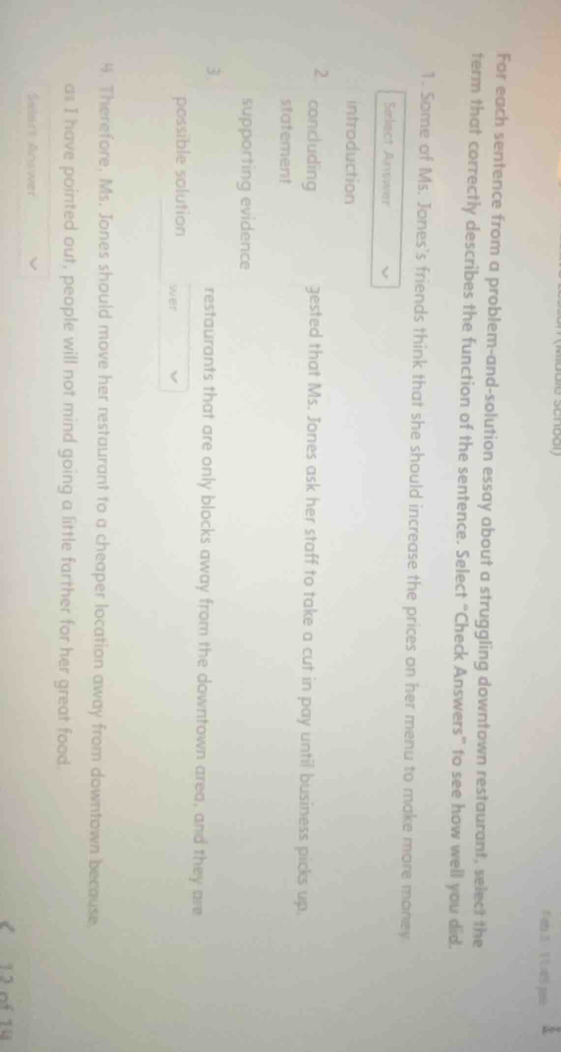 for each sentence from a problem - and - solution essay about a struggl…