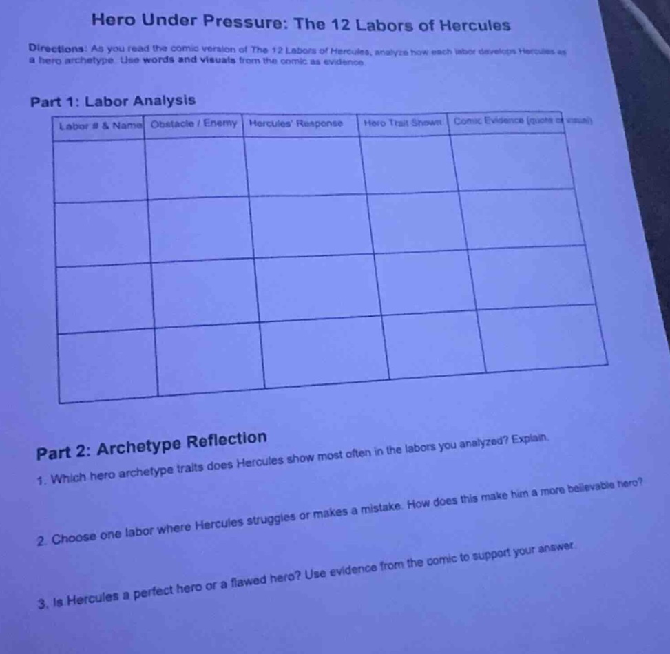 hero under pressure: the 12 labors of hercules directions: as you read …